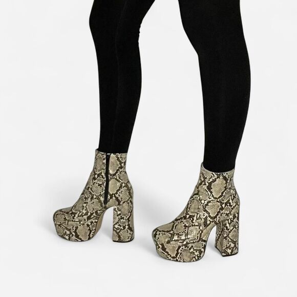 Aldo Women's Snakeskin Platform Chunky Bootie - Picture 2 of 8